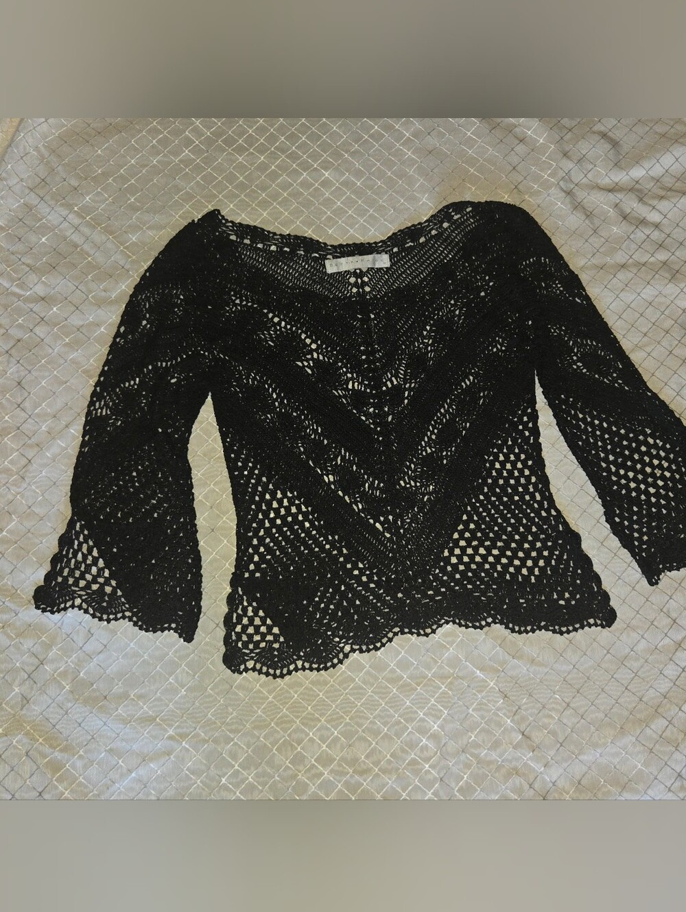 Black Crochet Knit Women's Top -